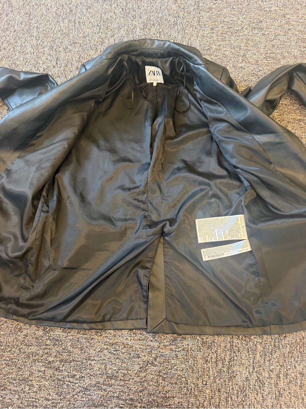 Zara Black Faux Leather Single-Button Blazer Women’s Size XS - Picture 8 of 10